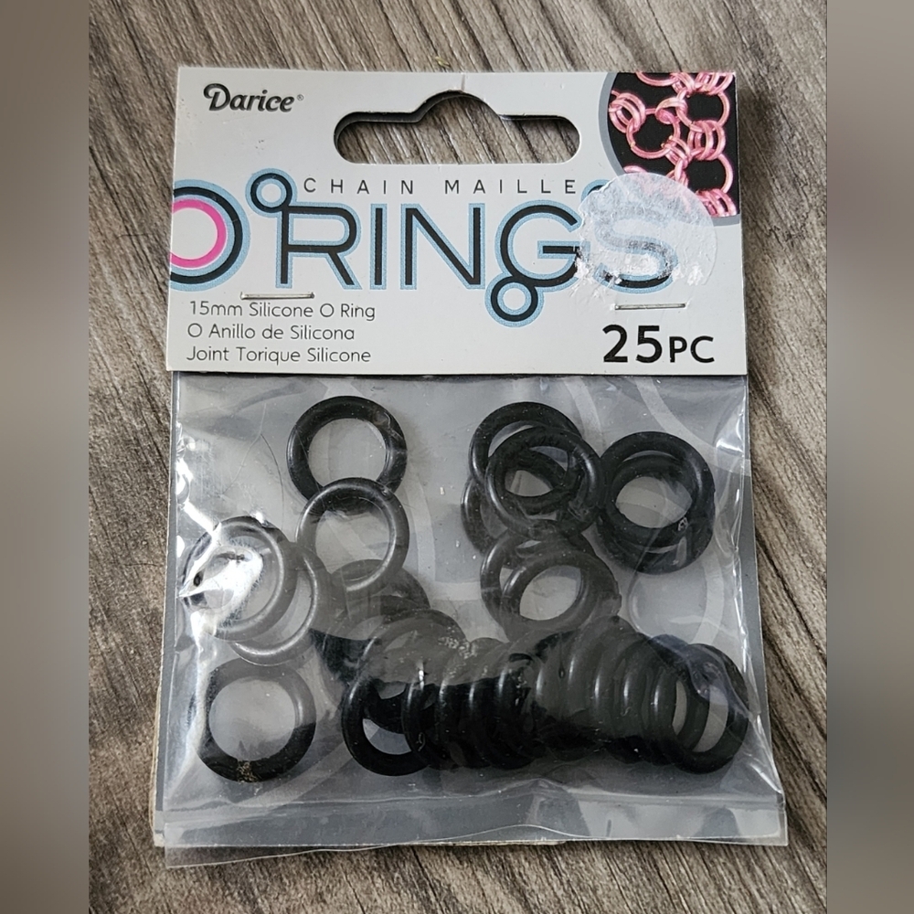 Darice Black Silicone O Rings 15mm 25 Piece Jewelry Making Chain Maille BC166